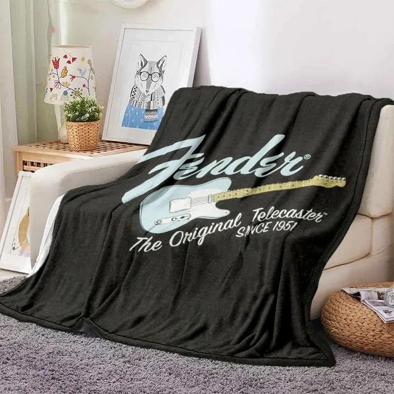 Rock fender guitarra impressa música ultra leve cobertor de pelúcia macio para sofá cama capa melhores presentes de escritório