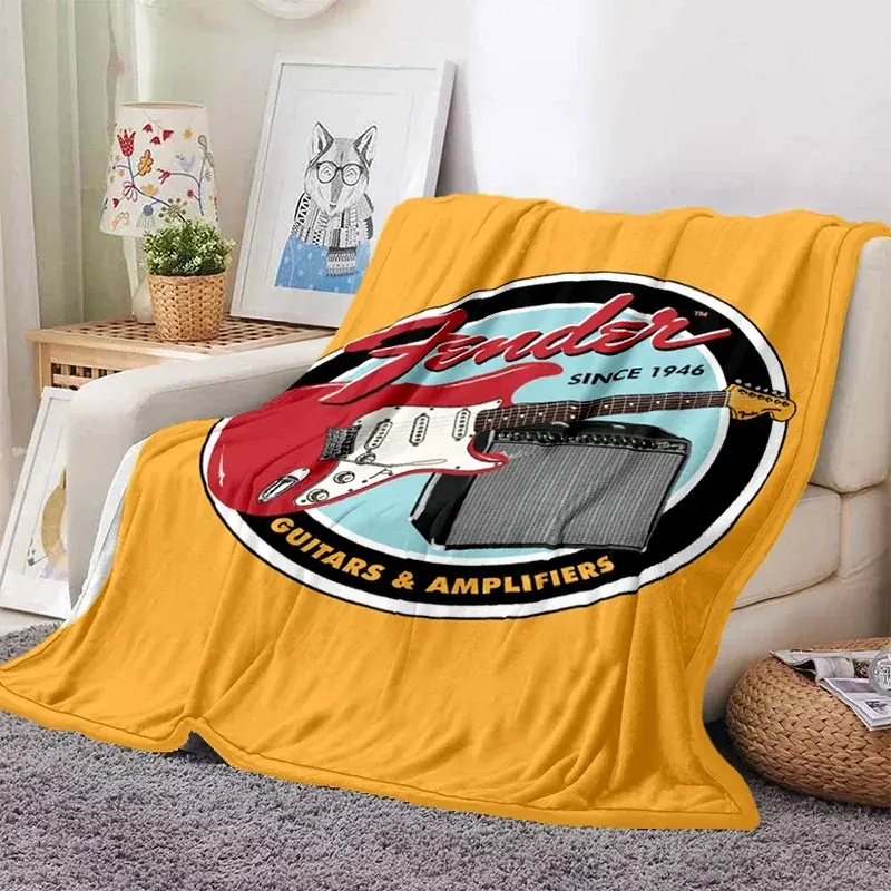 Rock fender guitarra impressa música ultra leve cobertor de pelúcia macio para sofá cama capa melhores presentes de escritório