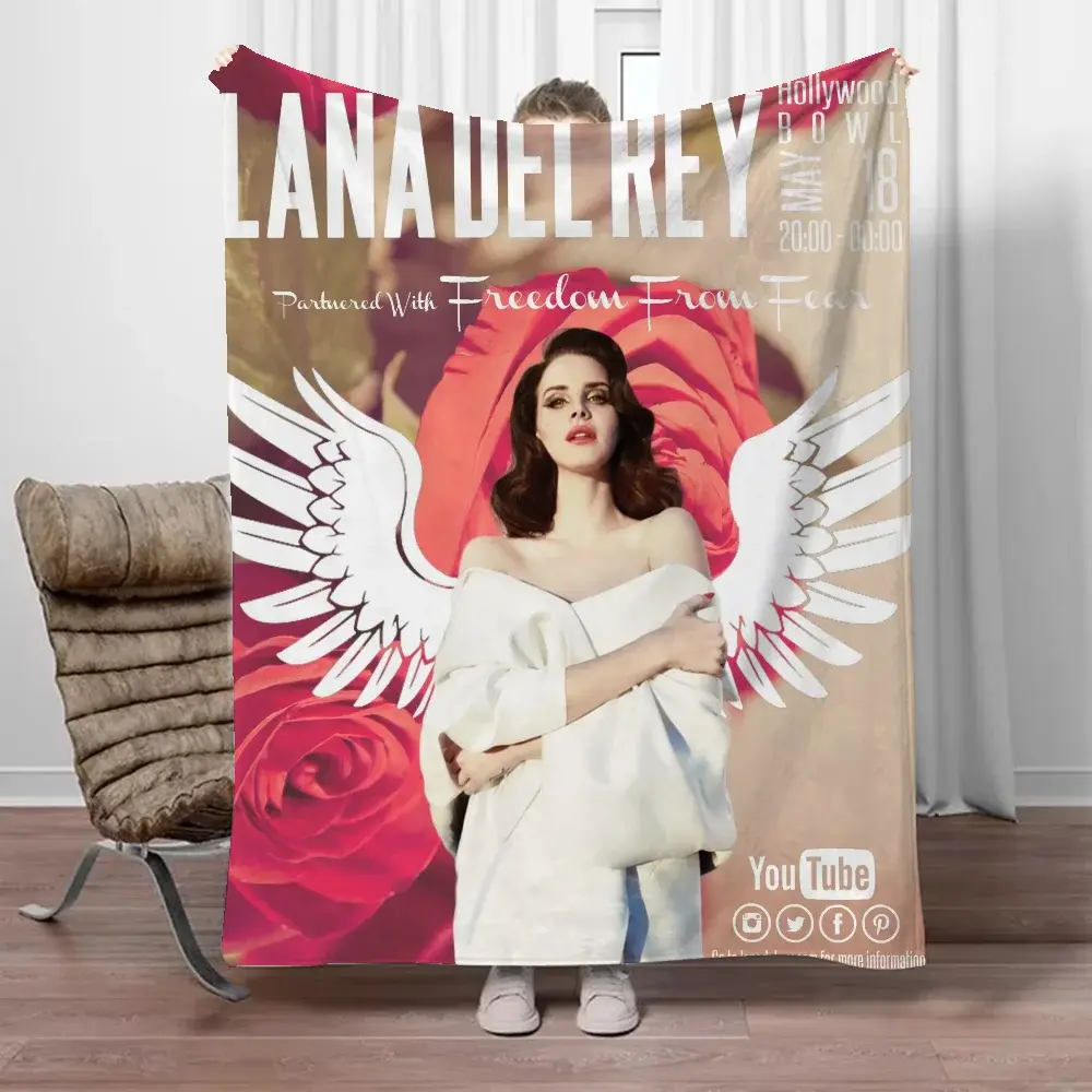 Lana Del Rey Fleece Cobertor para Sofá, Cobertores de luxo, Interior para casa, Toalha de praia, Anime Grande, 200x300