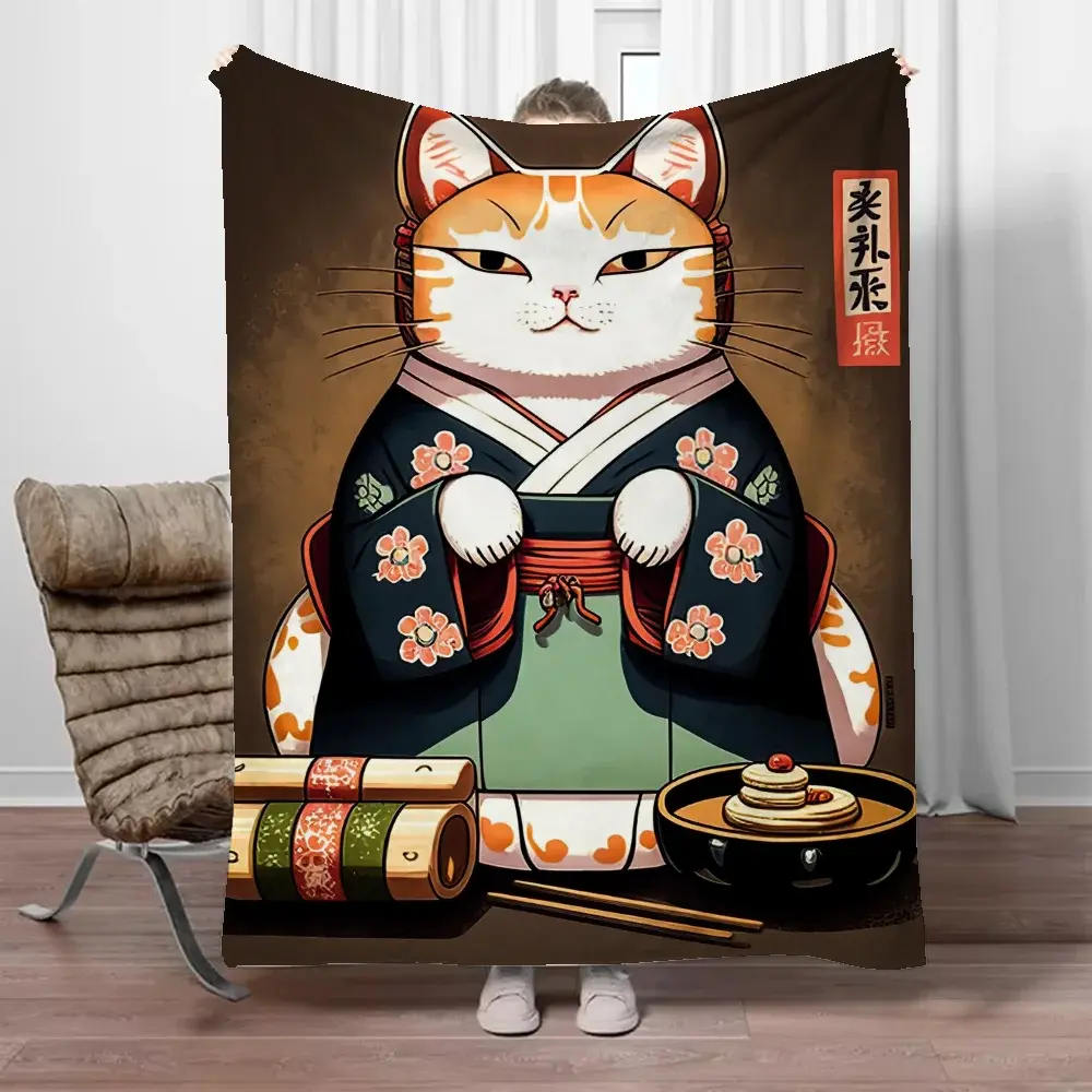 Cobertores grossos de Sushi Cat, Cobertor extragrande, Cobertores de cochilo de joelho xadrez, Casa e Decoração