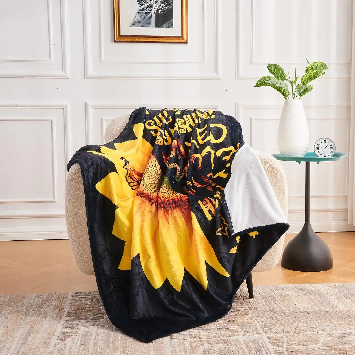 Sunflower Butterfly Blanket Soft Warm Light Comfortable Plush Blanket Bed Sofa Office Decoration Gift for Women...