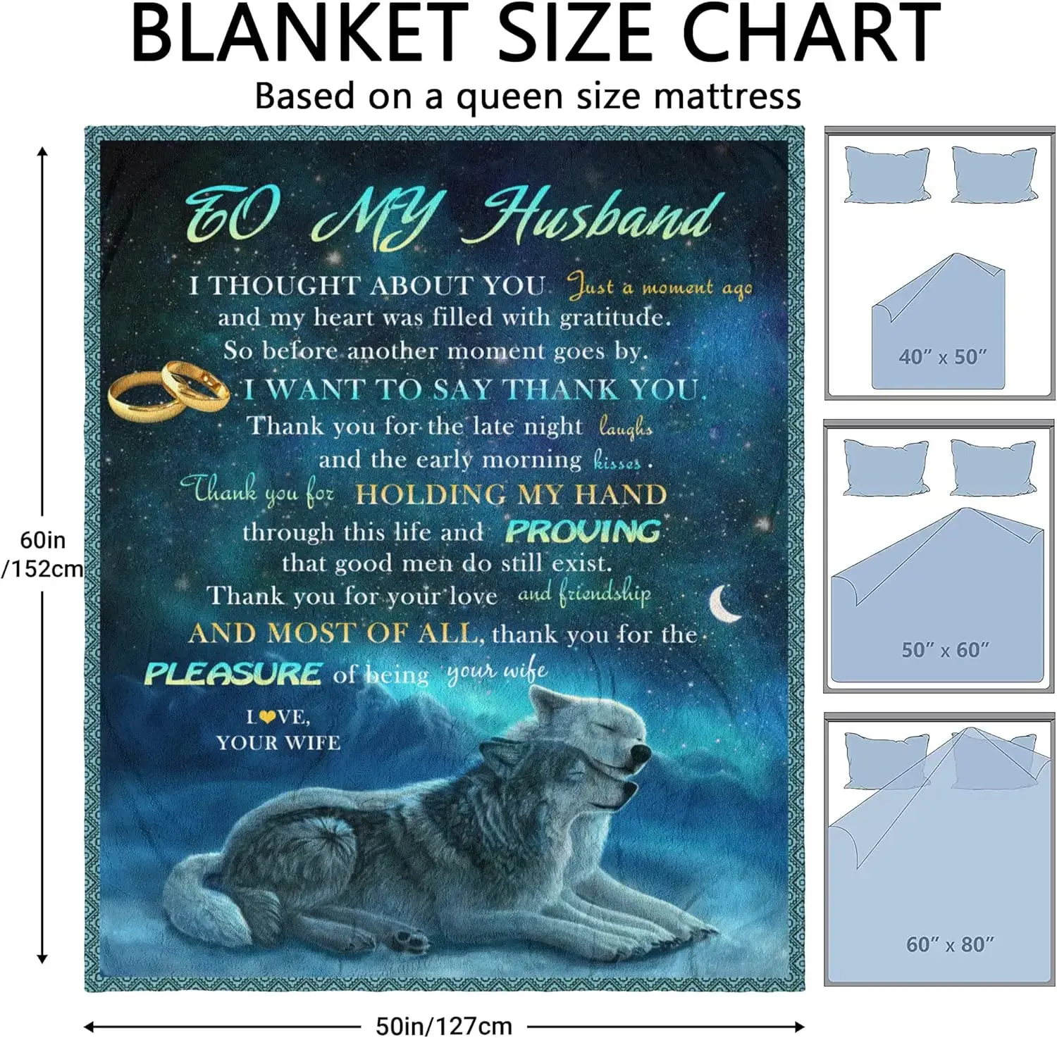Best Birthday Anniversary Wedding Gifts for Husband from Wife, Blankets for Bedding Sofa Travel