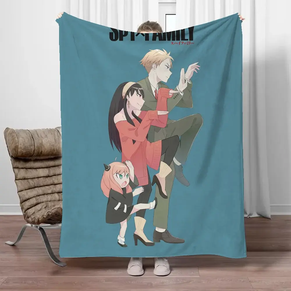 Cobertores Térmicos Família Spy X para Cama, Cobertor para Sofá de Piquenique, Xadrez de Malha para Casa e Decoração Inverno