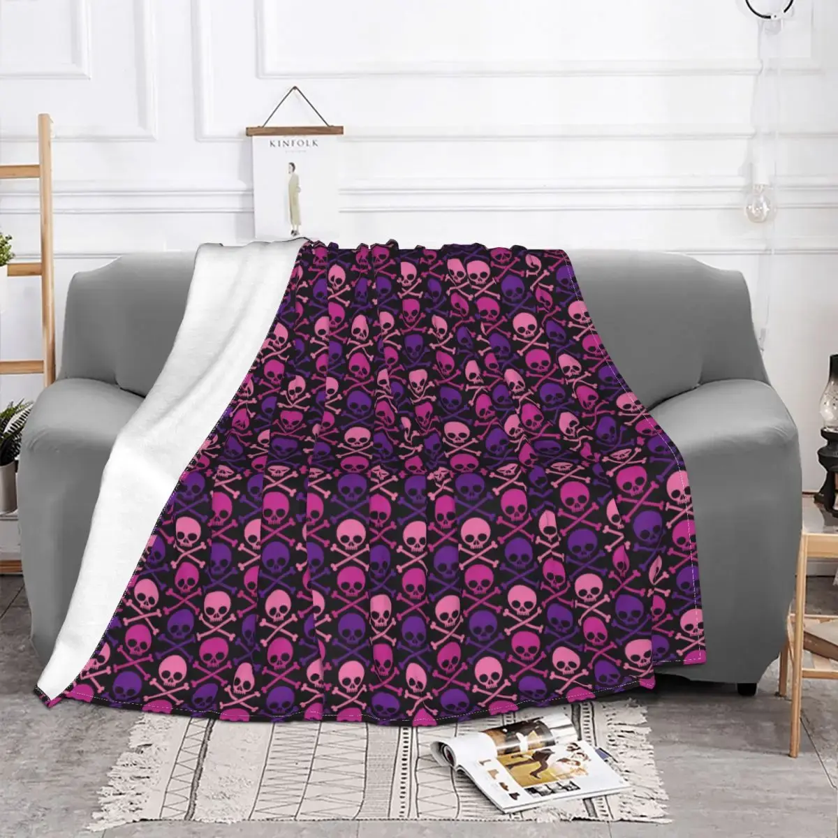 Legal crânio cobertor flanela impresso multifuncional super quente lance cobertores para cama escritório joga