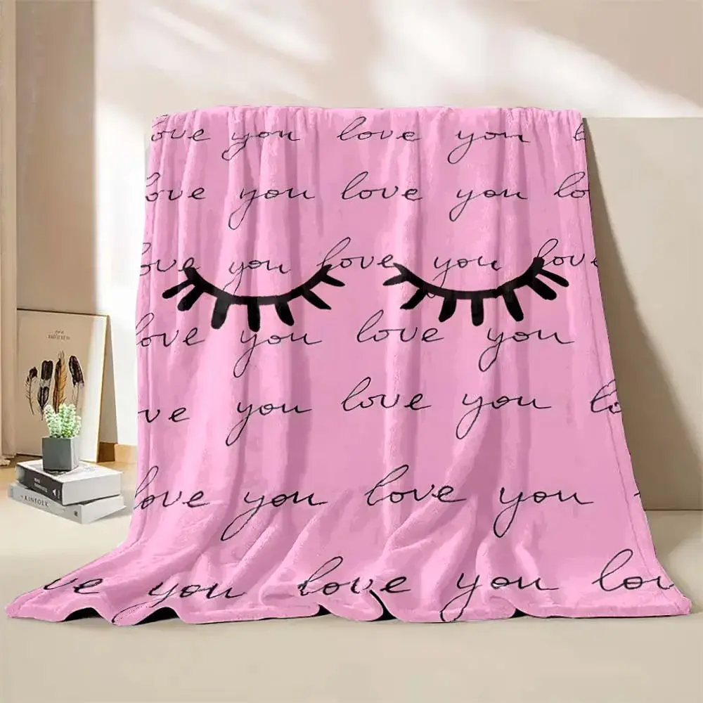 6 Sizes Cartoon Eyelashes Art Printed Believer Blanket Warm Soft and Comfortable Home Travel Blanket Office Sofa Blanket Gift