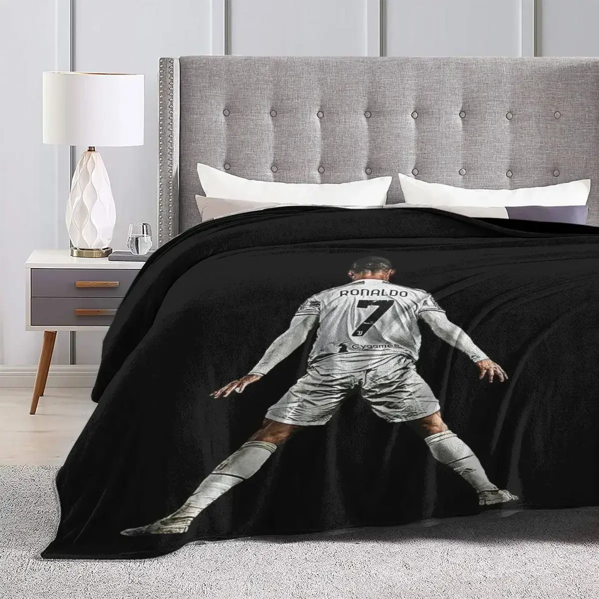 Soft Durable Blanket CR Throw Blanket Football Star Seven Flannel Bedspread Bedroom Aesthetic Sofa Bed Cover