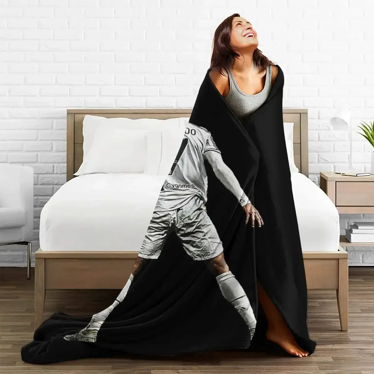 Soft Durable Blanket CR Throw Blanket Football Star Seven Flannel Bedspread Bedroom Aesthetic Sofa Bed Cover