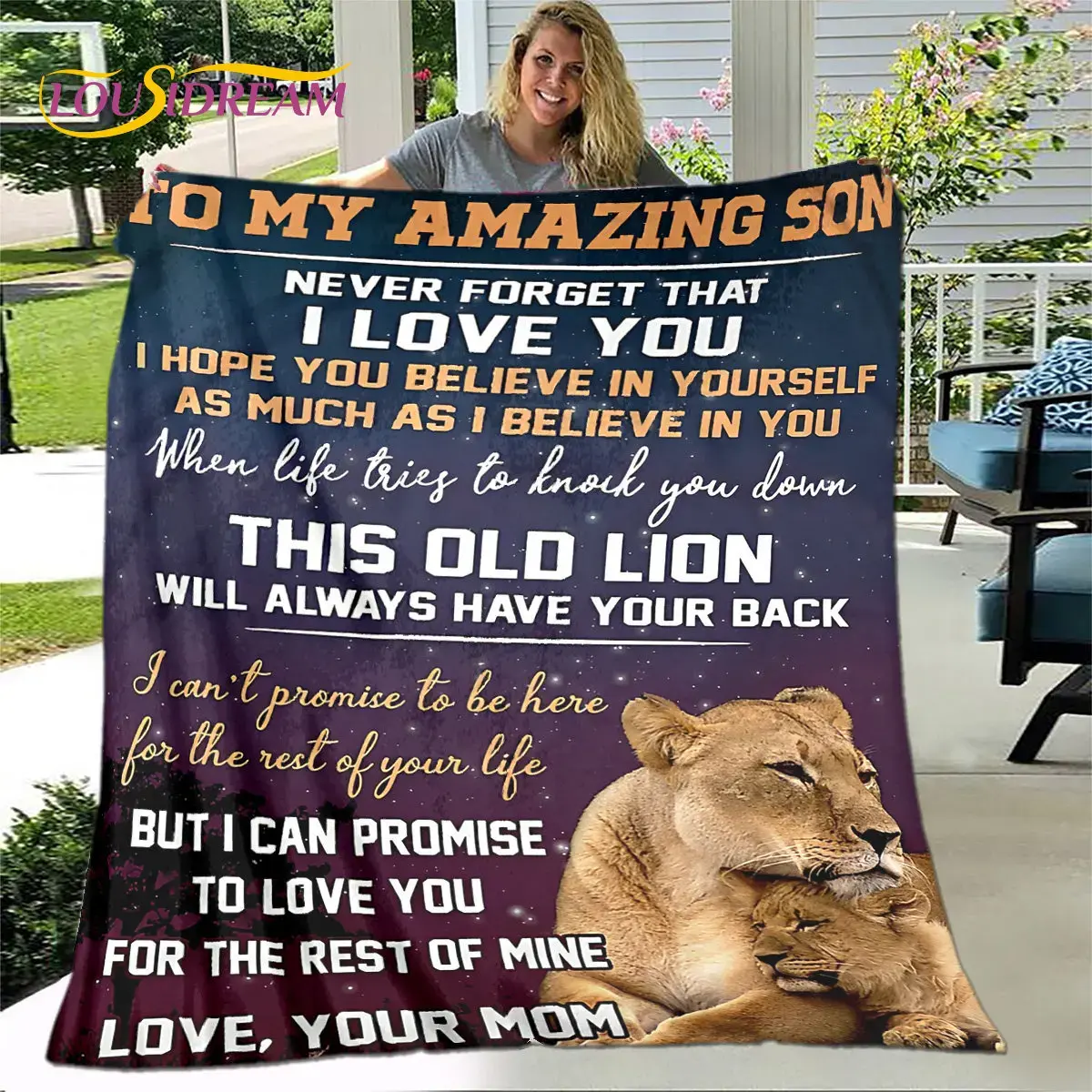 To My Son Plush Lion Wolf Dragon Eagle Quilt Blanket,Flannel Blanket Throw Blanket for Living Room Bedroom Bed Sofa Gift for Son