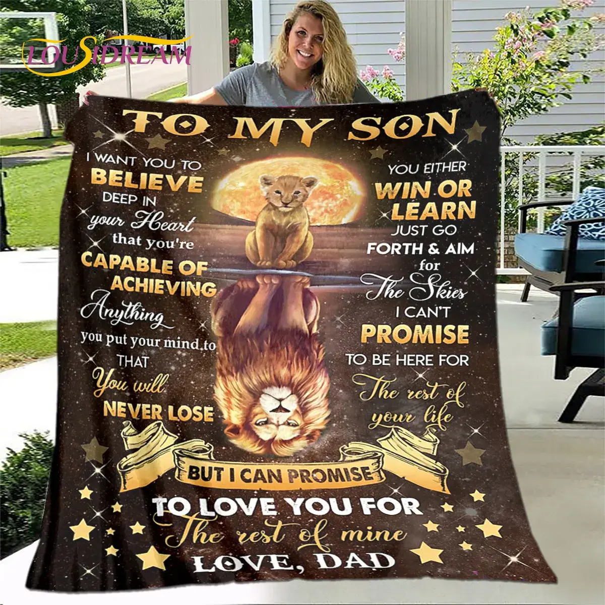 To My Son Plush Lion Wolf Dragon Eagle Quilt Blanket,Flannel Blanket Throw Blanket for Living Room Bedroom Bed Sofa Gift for Son