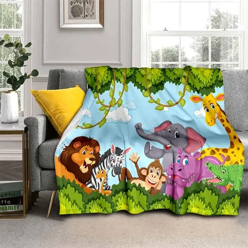 Cobertor impresso animal bonito para cama Mundo Animal da selva Cobertor de piquenique Cobertor de ar condicionado Cobertor de