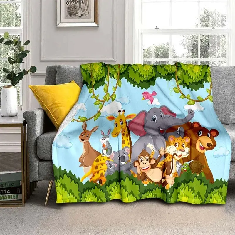 Cobertor impresso animal bonito para cama Mundo Animal da selva Cobertor de piquenique Cobertor de ar condicionado Cobertor de