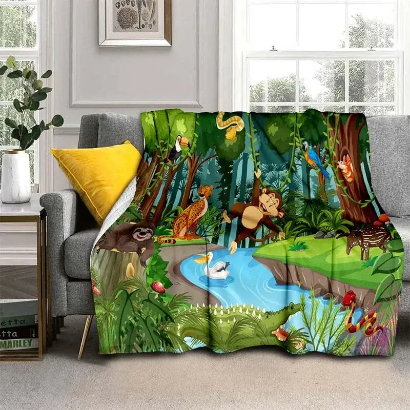 Cobertor impresso animal bonito para cama Mundo Animal da selva Cobertor de piquenique Cobertor de ar condicionado Cobertor de
