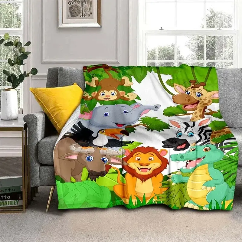Cobertor impresso animal bonito para cama Mundo Animal da selva Cobertor de piquenique Cobertor de ar condicionado Cobertor de