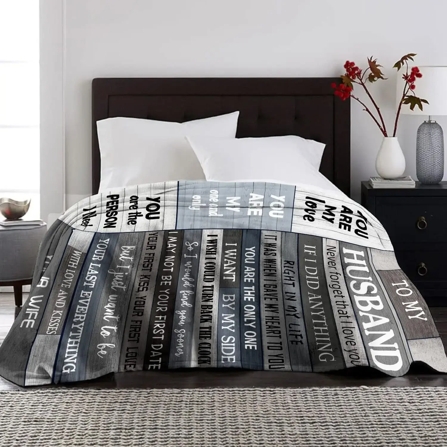 Gift for him/husband/men, Christmas/birthday gift for family, romantic blanket from wife to husband I love you
