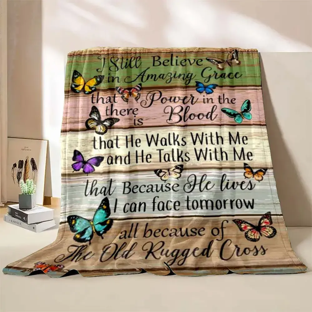 6 Sizes Bible Psalms Quotes Printed BelieverBlanket Warm Soft and Comfortable Home Travel Blanket Sofa Bedding Cover Blanket