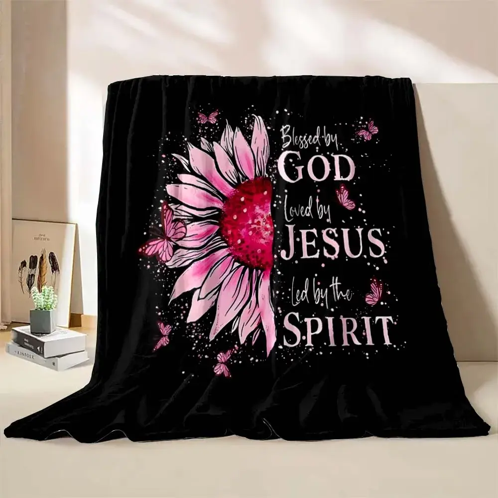 6 Sizes Bible Psalms Quotes Printed BelieverBlanket Warm Soft and Comfortable Home Travel Blanket Sofa Bedding Cover Blanket