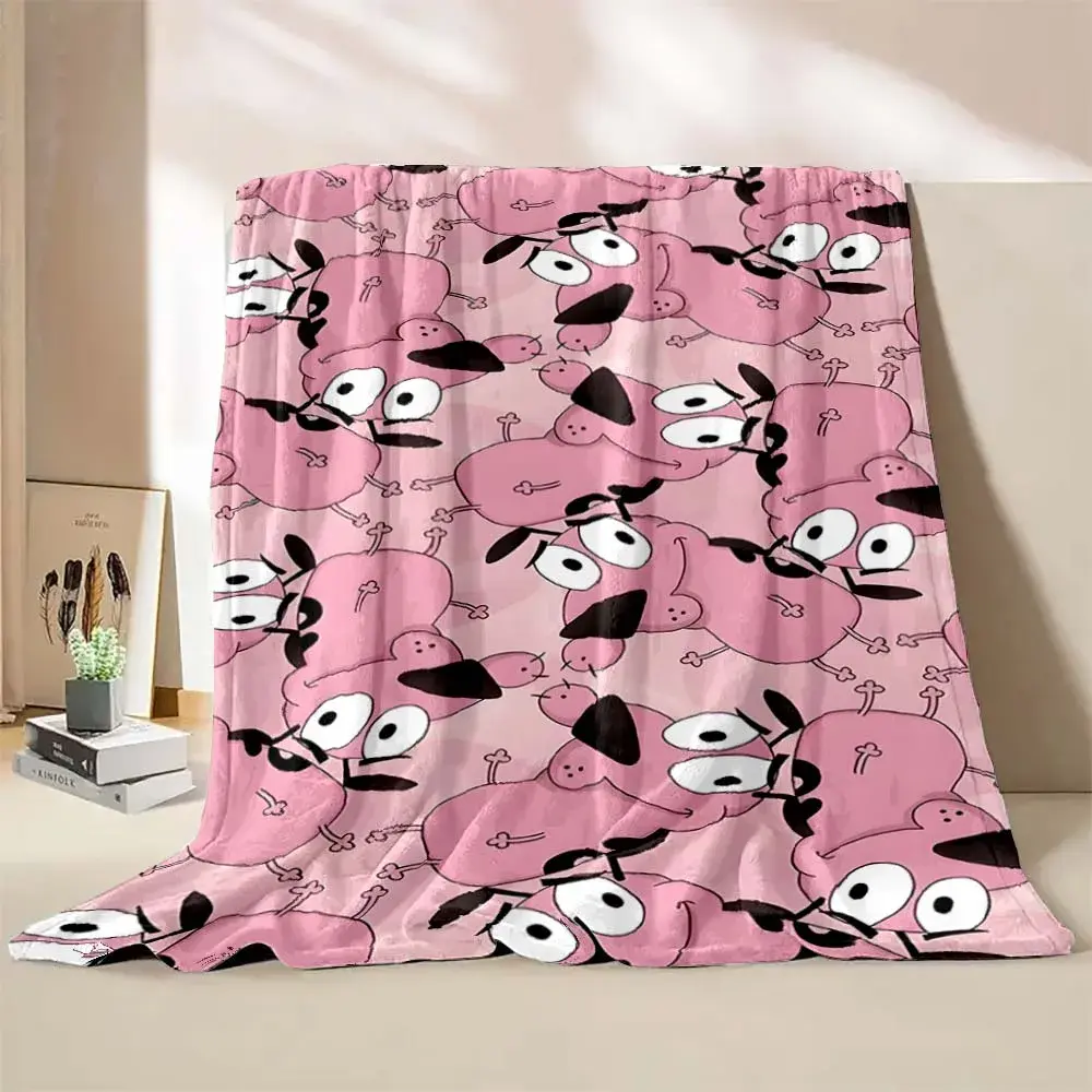 6 Sizes C-Courage The Cowardly Dog Printed Blanket Warm Soft and Comfortable Home Travel Blanket Sofa Bedding Cover Blanket Gift