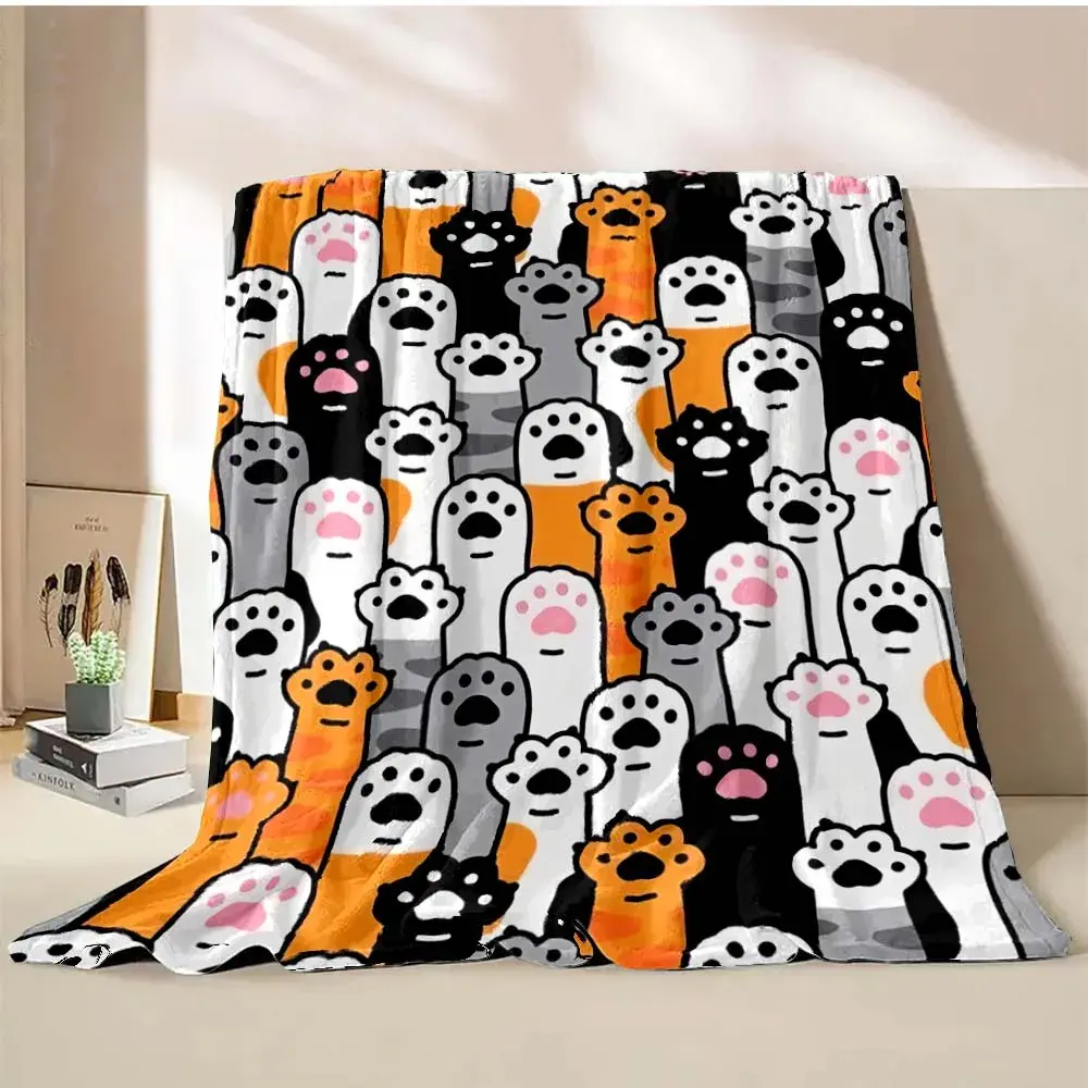6 Sizes Cute Cartoon Cat Printed Believer Blanket Warm Soft and Comfortable Home Travel Blanket Office Sofa Blanket Play Mat