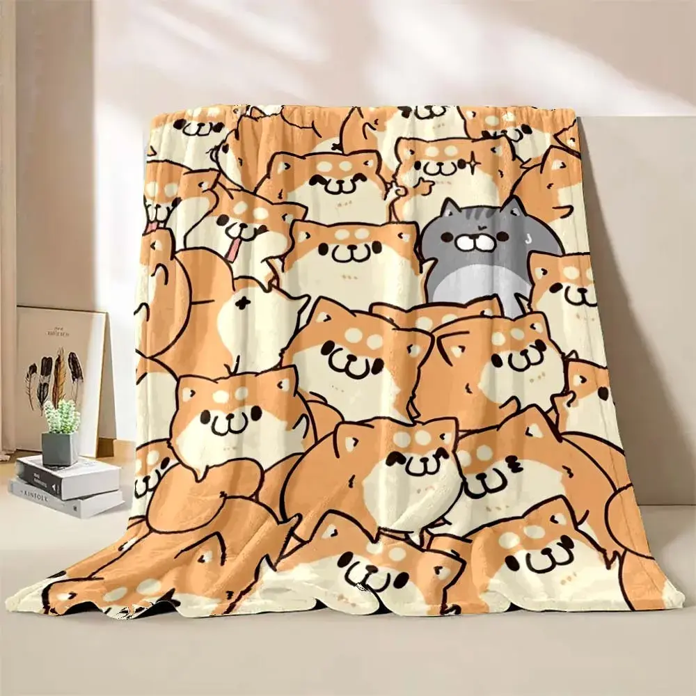 6 Sizes Cute Cartoon Cat Printed Believer Blanket Warm Soft and Comfortable Home Travel Blanket Office Sofa Blanket Play Mat