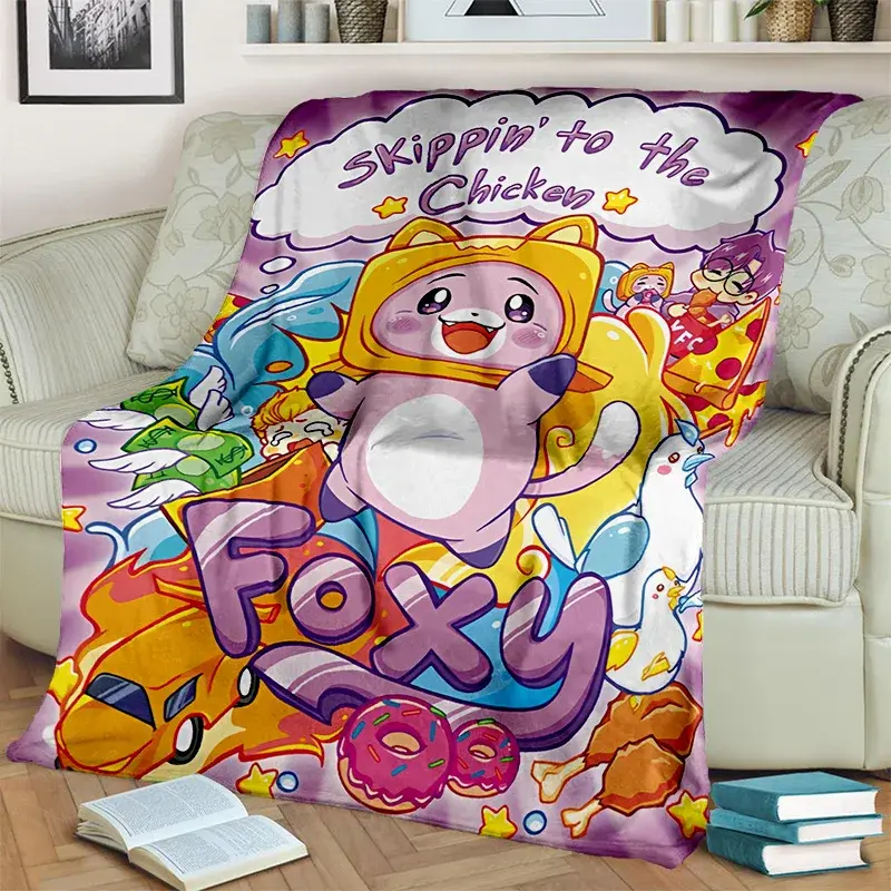 Happy Foxy Boxy and Rocky Lankybox Blanket,Soft Throw Blanket for Home Bedroom Bed Sofa Picnic Travel Office Cover Blanket Kids