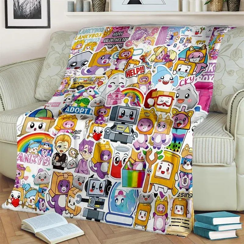 Happy Foxy Boxy and Rocky Lankybox Blanket,Soft Throw Blanket for Home Bedroom Bed Sofa Picnic Travel Office Cover Blanket Kids
