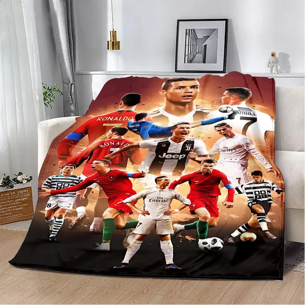 Football CR7 Printed Blanket Picnic Blankets Warm Blanket Soft and R-Ronaldos Comfortable Blanket Home Travel Birthday Gift