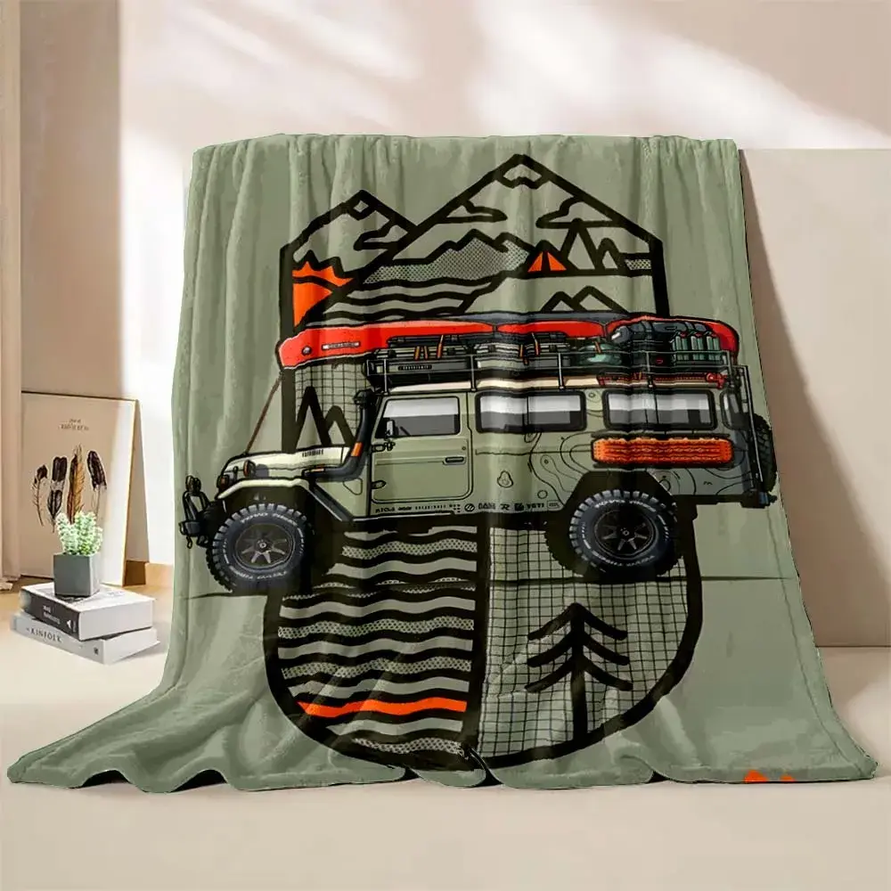 6 Sizes Car Off-road Camping RV Printed Blanket Warm Soft and Comfortable Home Travel Outdoor Blanket Sofa Bedding Cover Blanket