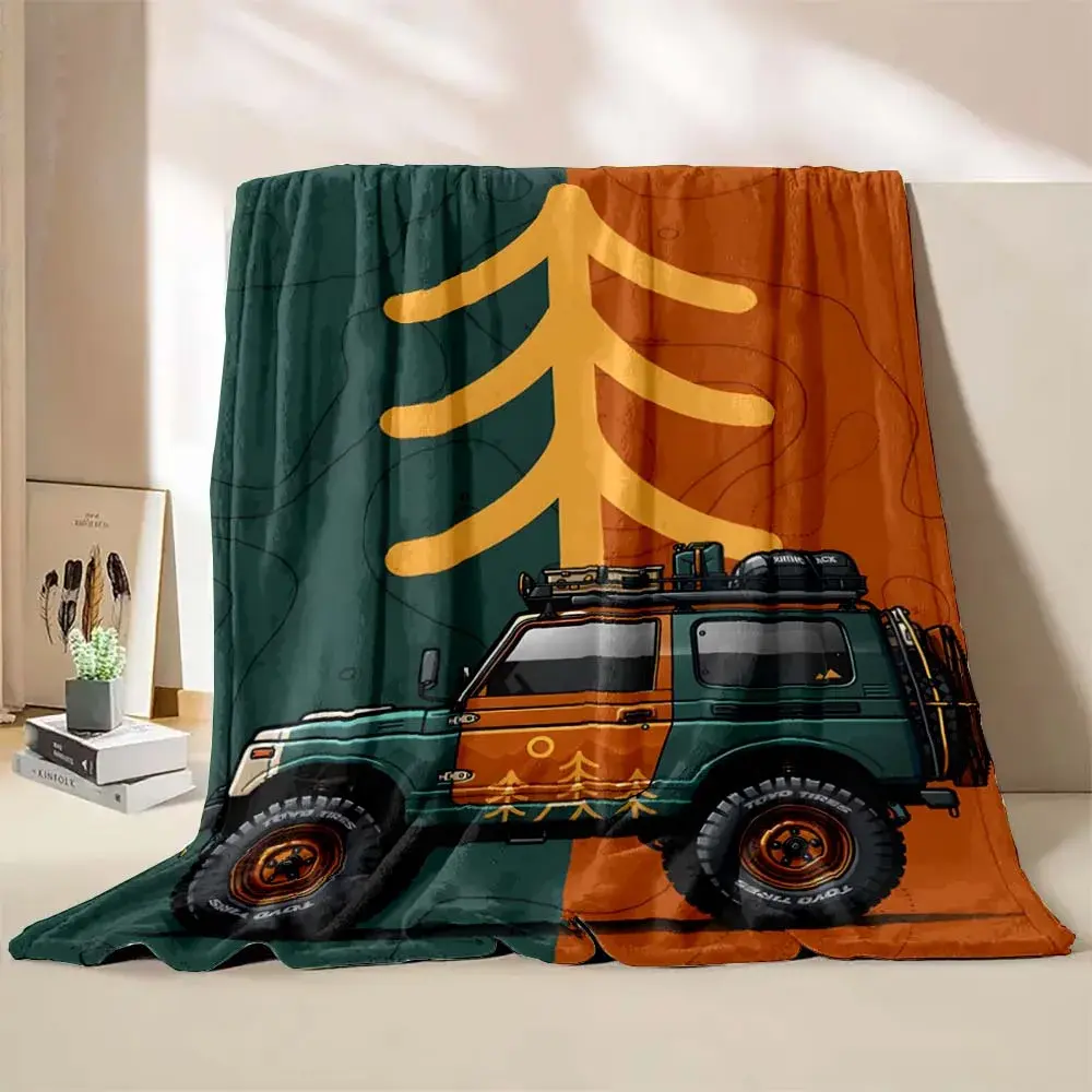 6 Sizes Car Off-road Camping RV Printed Blanket Warm Soft and Comfortable Home Travel Outdoor Blanket Sofa Bedding Cover Blanket