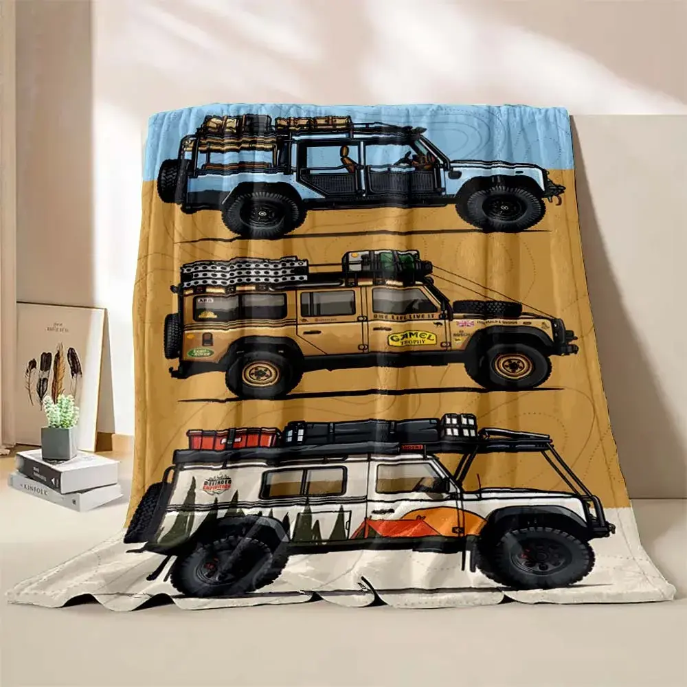 6 Sizes Car Off-road Camping RV Printed Blanket Warm Soft and Comfortable Home Travel Outdoor Blanket Sofa Bedding Cover Blanket