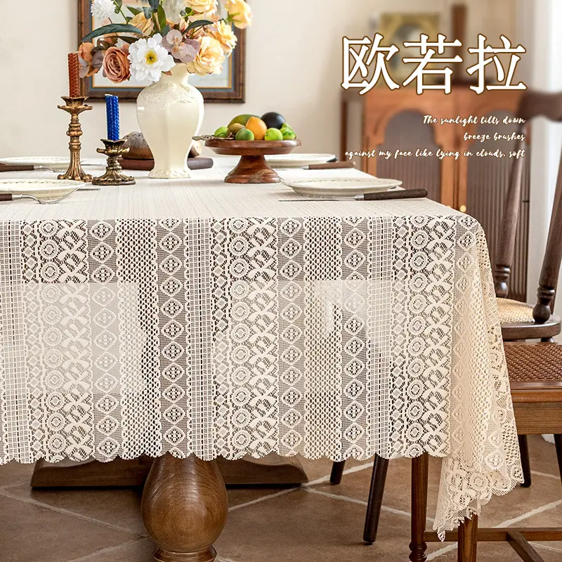 2024 New Gentle Elegant French Mesh Tablecloth Wedding Dessert Table Dining Table Decorative Tablecloth