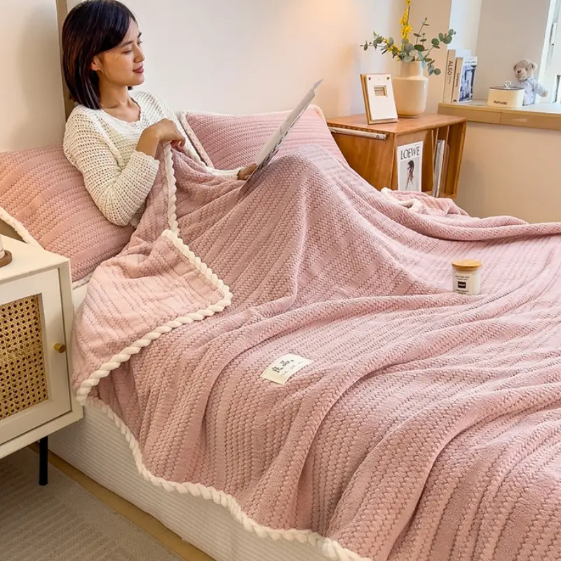 Throw Blanket for Sofa Winter Blanket King Size Home Warm Plaid Comforter Bedspread Bedding Sheet