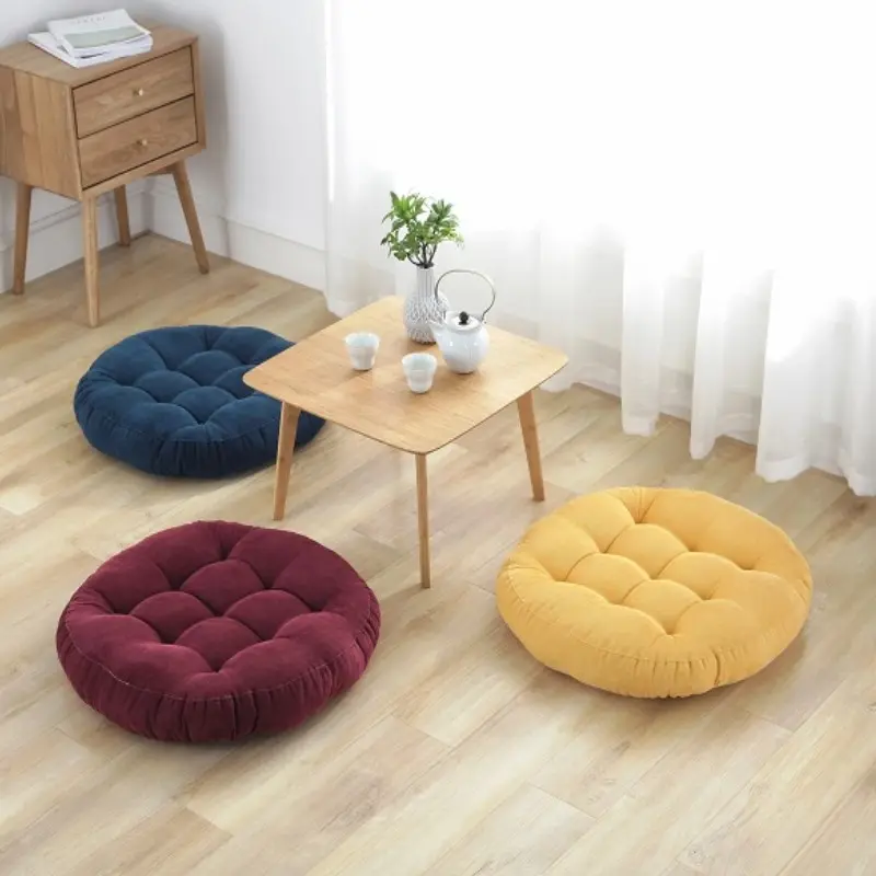 Comfort Lazy Stool Floor Seat Pillow Students Round Large Pillows Seating for Adults Tufted Corduroy Cushion Tatami Living Room