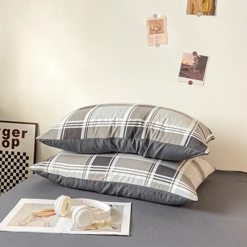 2pcs Soft Pillowcases Rectangle Pillow Cover Plaid Style Pillowslip 48x74cm Cushion Covers funda almohada Home Bed Pillow Case