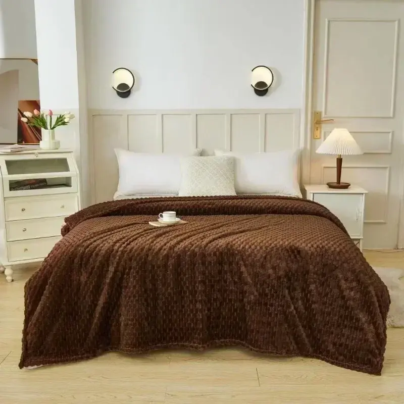 Winter Plaid Blankets for Beds Luxury Warm Sofa Blnket Fluffy Blankets Queen King Size Bedding Imitation Fur Bed Sofa Cover
