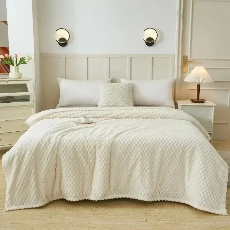 Winter Plaid Blankets for Beds Luxury Warm Sofa Blnket Fluffy Blankets Queen King Size Bedding Imitation Fur Bed Sofa Cover