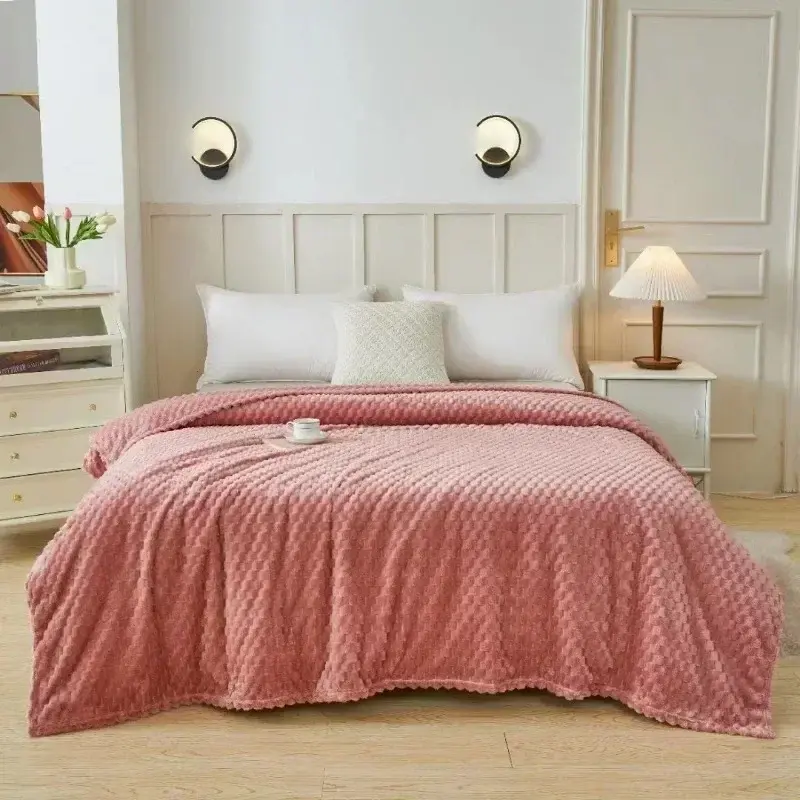 Winter Plaid Blankets for Beds Luxury Warm Sofa Blnket Fluffy Blankets Queen King Size Bedding Imitation Fur Bed Sofa Cover