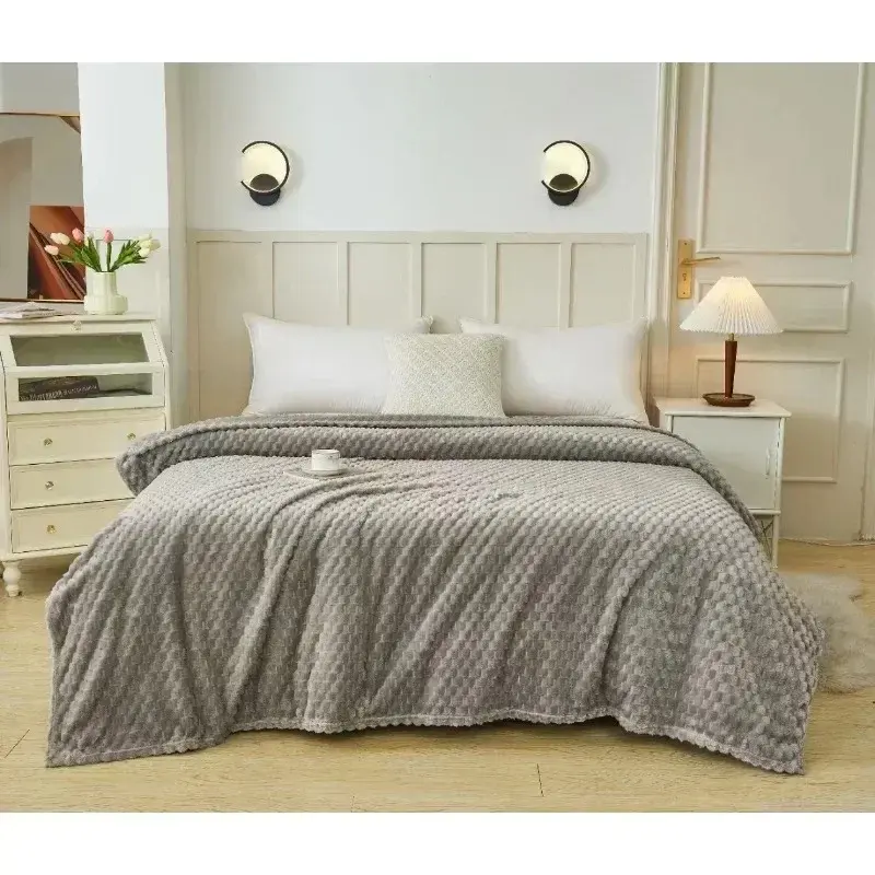 Winter Plaid Blankets for Beds Luxury Warm Sofa Blnket Fluffy Blankets Queen King Size Bedding Imitation Fur Bed Sofa Cover