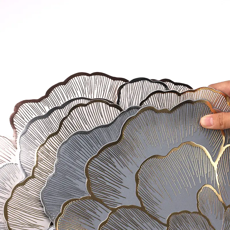 1/4/10PCS PVC Flower Shaped Placemats Dining Decorative Heat Resistant Table Pad Coasters Home Party Wedding Christmas Gift