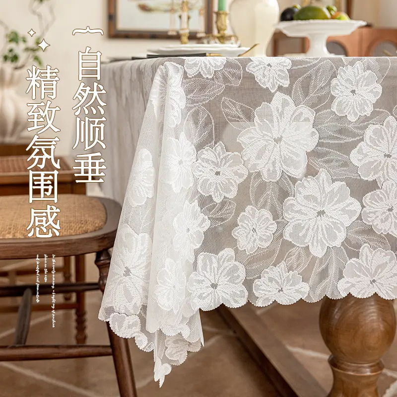 2024 French Country Chic Design Elegant Lace Tablecloth for Wedding Restaurant Dining Table Decoration