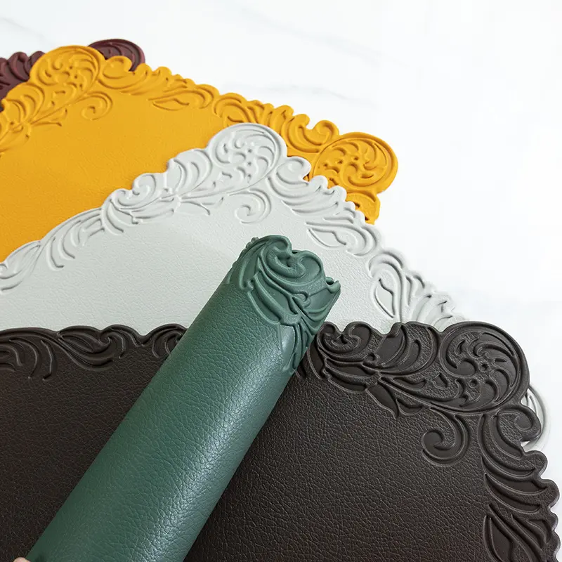 1/4/10PCS Placemats Table Mat Tableware Pad PU Leather Waterproof Heat Insulation Non-Slip Placemat Soft Morandi Bowl Coaster