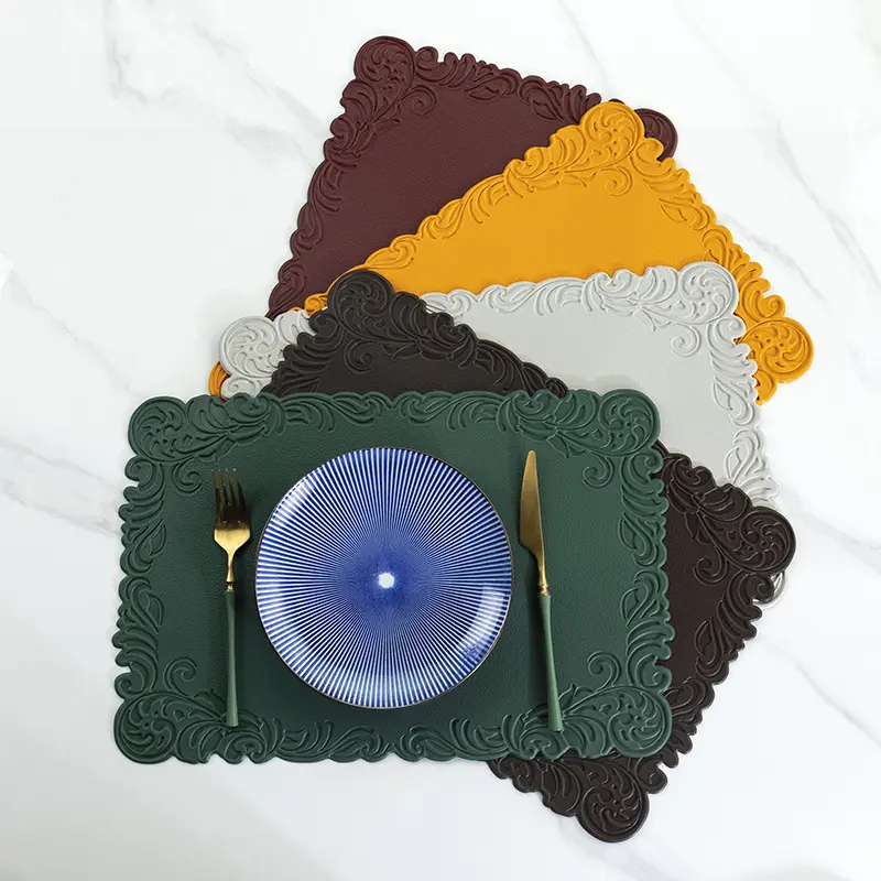 1/4/10PCS Placemats Table Mat Tableware Pad PU Leather Waterproof Heat Insulation Non-Slip Placemat Soft Morandi Bowl Coaster