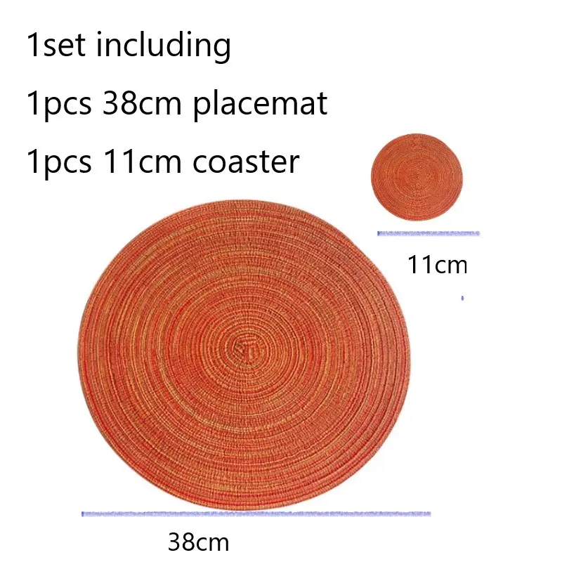 1/4/6sets Nordic Style Cotton Yarn Dinner Placemats Round Ramie Woven Cup Mat Heat Insulation Plate Mat Non-Slip Coaster Cup Mat