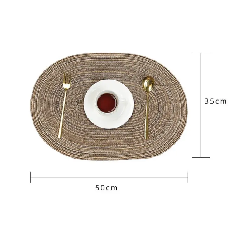 1/4/10PCS 35x50cm Oval Rop Cotton Braided Table Place Mat Coaster Placemat Non-Slip Table Mats for Dining Kitchen Table Washable