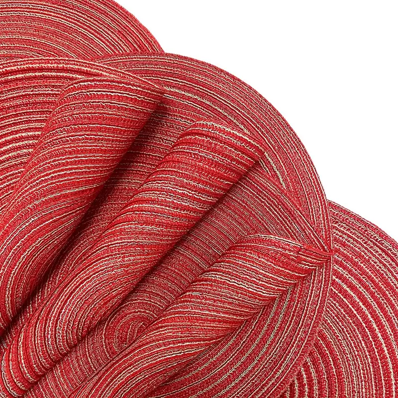 1/4/6sets Nordic Style Cotton Yarn Dinner Placemats Round Ramie Woven Cup Mat Heat Insulation Plate Mat Non-Slip Coaster Cup Mat
