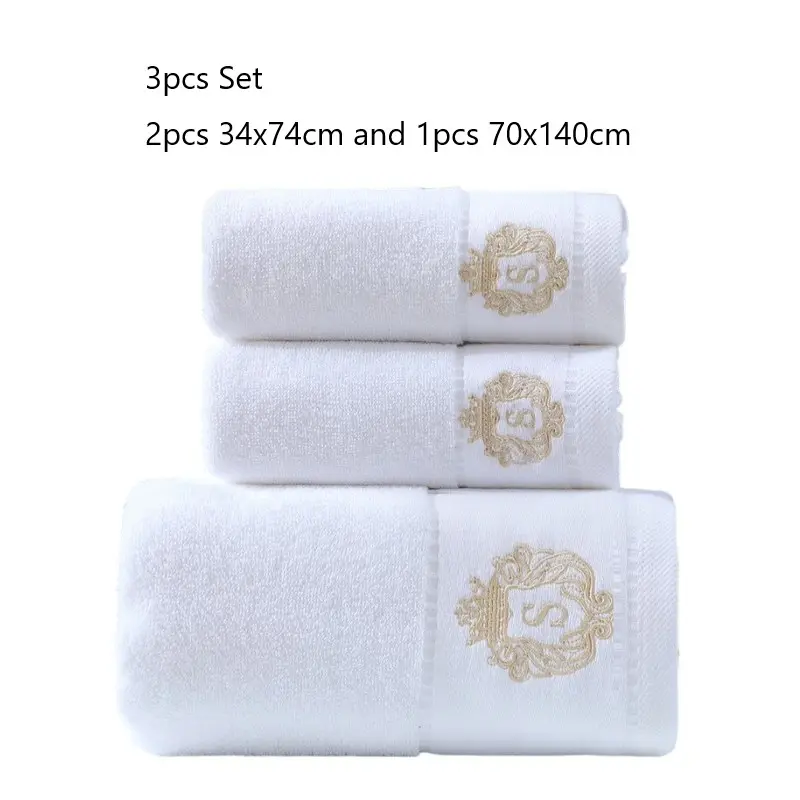 3pcs White Face Bathroom Towel Set Pure Cotton Thicken 34x74cm 70*140cm Bathroom Towel Absorbsent Washcloth For Home Hotel Adult