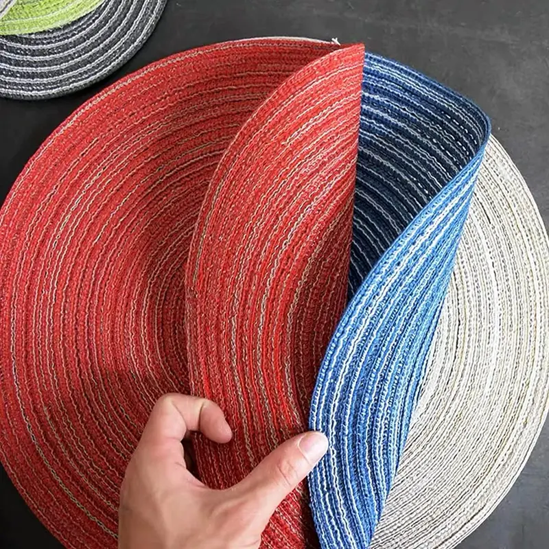 1/4/6sets Nordic Style Cotton Yarn Dinner Placemats Round Ramie Woven Cup Mat Heat Insulation Plate Mat Non-Slip Coaster Cup Mat