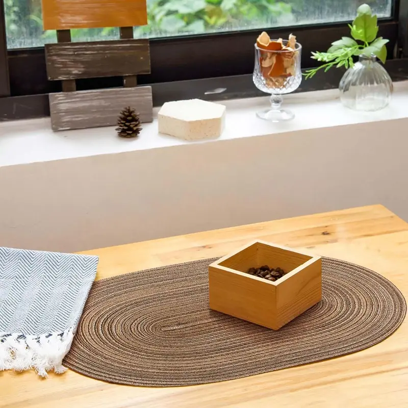 1/4/10PCS 35x50cm Oval Rop Cotton Braided Table Place Mat Coaster Placemat Non-Slip Table Mats for Dining Kitchen Table Washable