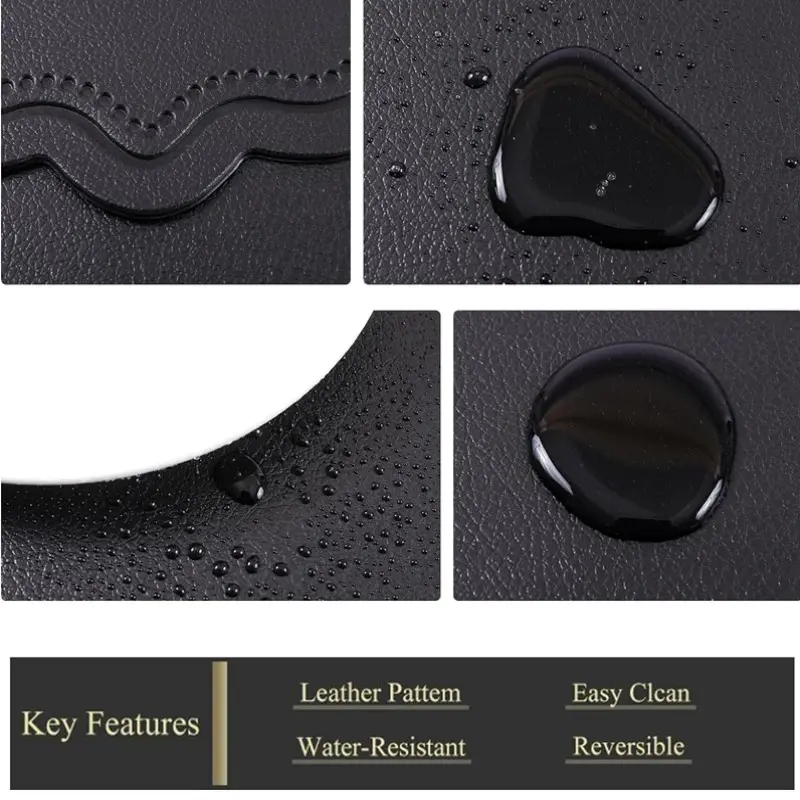 1/6/10PCS Placemats Table Mat Tableware Pad PU Leather Waterproof Heat Insulation Non-Slip Placemats Soft Black Bowl Coaster