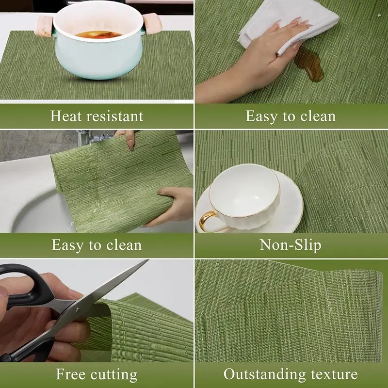 1/4/6Pcs Table Mat Set Non-Slip Bowl Pad Coaster Set Washable PVC Dining Table Placemats Modern Home Decoration Accessories