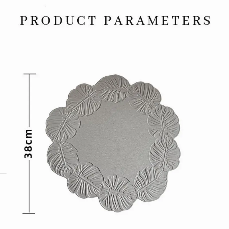 1/6/10PCS Flower Shaped Table Placemats Faux Leather Kitchen Table Mat Kitchen Table Pads Mats Outdoor Indoor Decor Orange Black